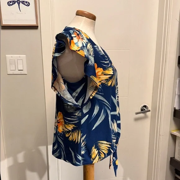 Floral Women Top - Blue and Yellow - Picture 5 of 12
